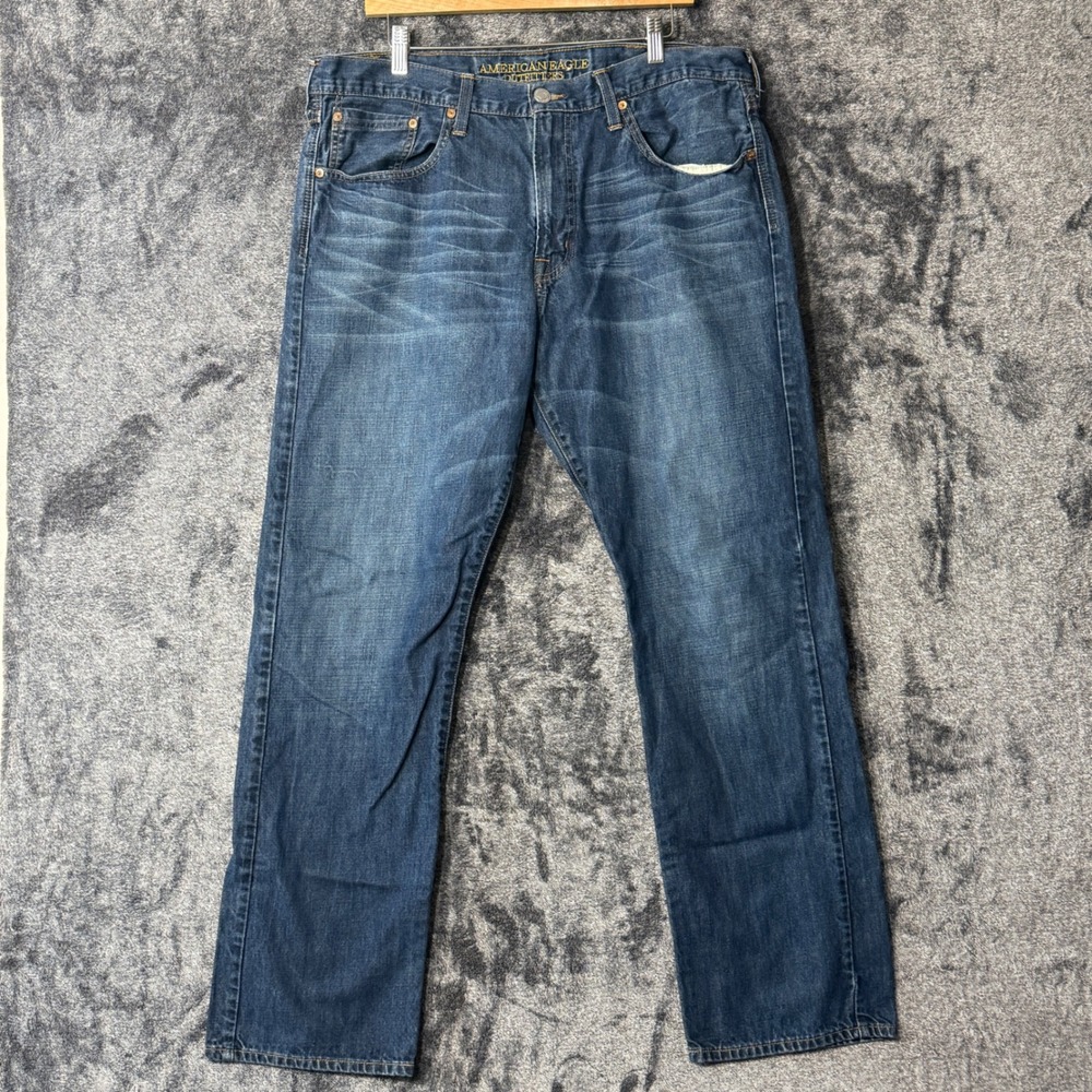 American Eagle Relaxed Straight Jeans Mens 38x34 Medium Blue Denim Baggy Y2K